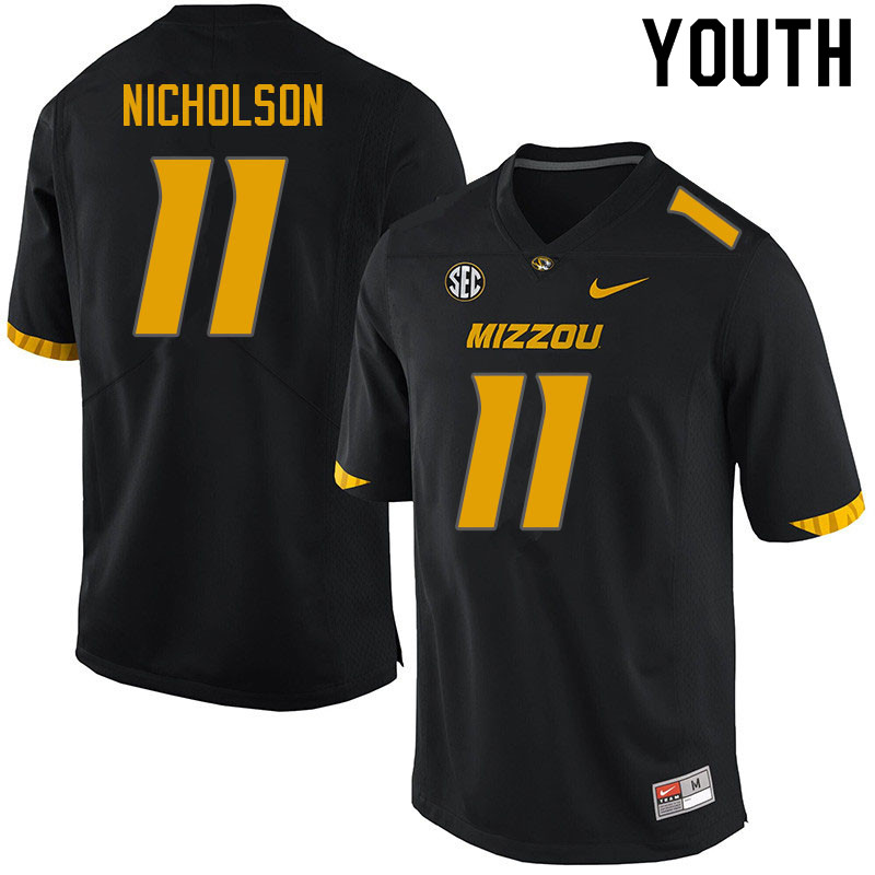 Youth #11 Devin Nicholson Missouri Tigers College Football Jerseys Sale-Black - Click Image to Close